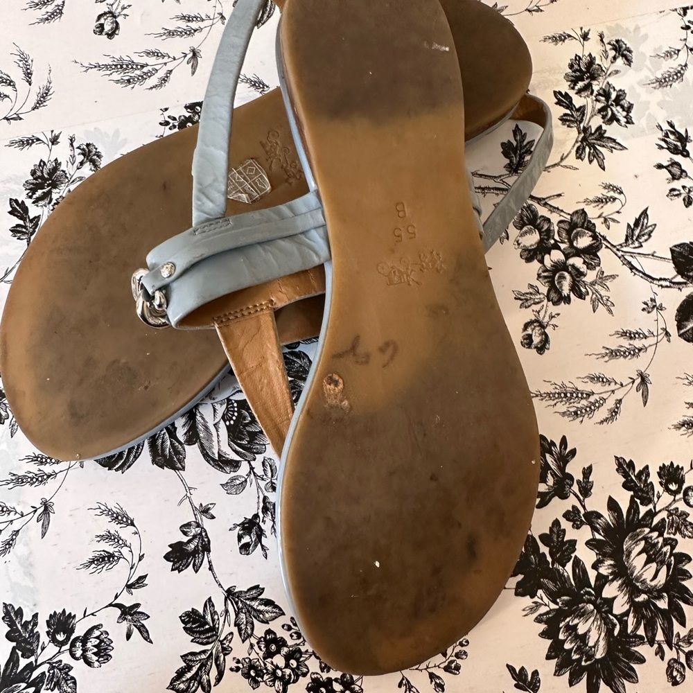 Coach Catherine Light Blue/Gray T-Strap Sandals with Silver Hardware - Picture 9 of 10